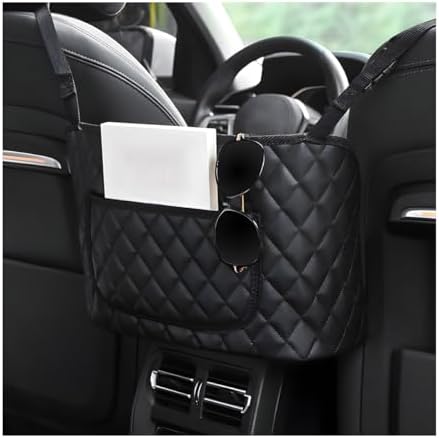 Car Handbag Holder Between Seats, Leather Large Capacity Front Seat Handbag Storage Organizer, Automotive Interior Storage Pocket for Cell Phone Document, Car Accessories