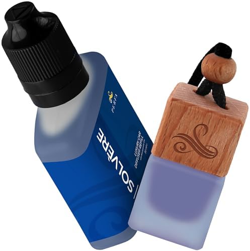 Solvère Gift Set with Refill Bottle | Automotive Air Fresheners with Solvère Fragrance | Strong Car Perfume | Odor Eliminating Car Air Fresheners by Perfa
