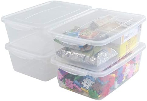 Inhouse 14 Quart Clear Storage Bin, Plastic Latching Box/Container with Lid, Shoe Boxes, Set of 4