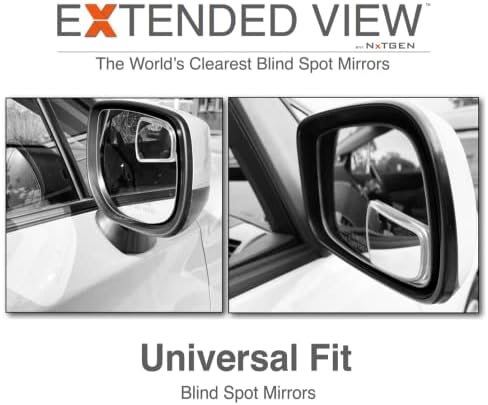 NXTGEN Extended View Blind Spot Mirrors | Universal Fit | Real Glass | Premium Clarity & Visibility - 2 Piece Set (Left & Right)