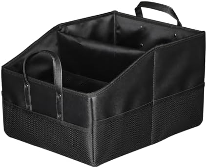 Collapsible Car Seat Organizer with 9 Compartments Black | Dividable Partitions, Mesh Pockets, Folds Flat Front/Back Seat & Floor Storage for SUV/Truck Travel