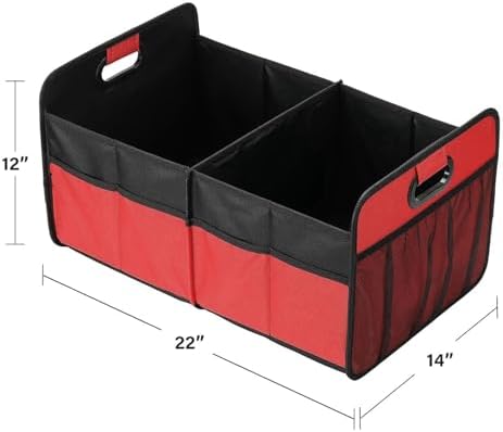 Car Trunk Storage Box, Collapsible Organizer, Foldable Trunk Storage Box with Multiple Compartments - Durable, Water-Resistant for Car Storage, Toys, Groceries and Emergency Gear