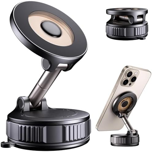 Car Phone Holder for Magsafe [120+LBS Strong Suction & 2800gf Magnetic]