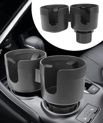 Unifizz 2-in-1 Multifunctional Car Cup Holder Expander Adapter - Black ABS Plastic - Universal Fit