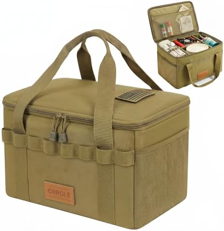 Camping Storage Bag 15L, Premium Camping Tote with Padded Dividers & Custom Patches, Durable Gear Organizer for Camp Kitchen, Trunk & Outdoor Essentials