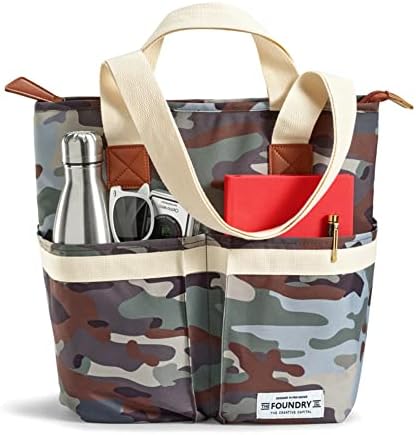 Fit & Fresh Foundry Wine Carrier Bag & Soft Cooler Bag Insulated Leak Proof, Large Soft Sided Cooler Bag, 6 Bottle Wine Bag With Removable Divider For Beach, Picnics, and Travel, Camo