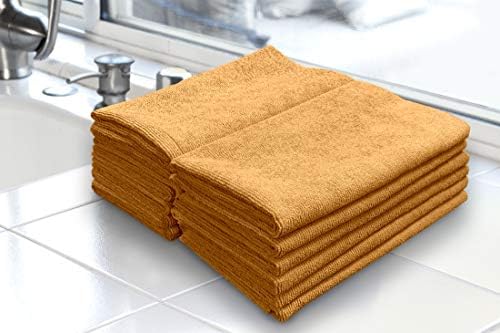 Detailer's Preference Premium Edgeless Microfiber Towels, 350 GSM, Ultra Soft, Lint-Free, Streak-Free, Scratch-Free, Highly Absorbent, for Auto, Home, and Detailing,16x16, 12-Pack, Orange