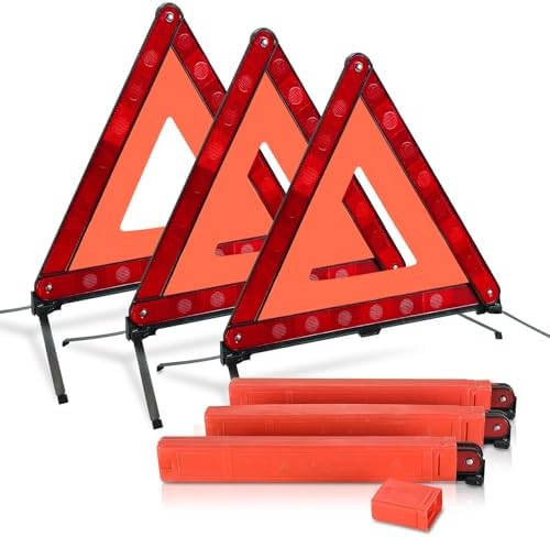 NATGAI 3 Pack Emergency Warning Triangles Kit with Storage Case