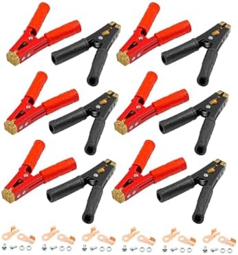 12 Pcs Red & Black Battery Jumper Cable Clips 500-1000A, Pure Copper