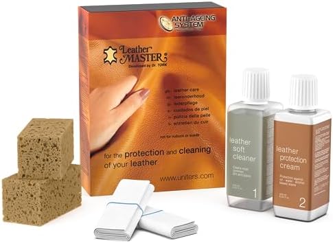 Leather Master Leather Care Kit | Leather Cleaner and Conditioner Kit | Cleans & Restores Car Seats, Furniture, Purses, Jackets | Includes Leather Cleaner, Leather Conditioner, Sponge & Wipes