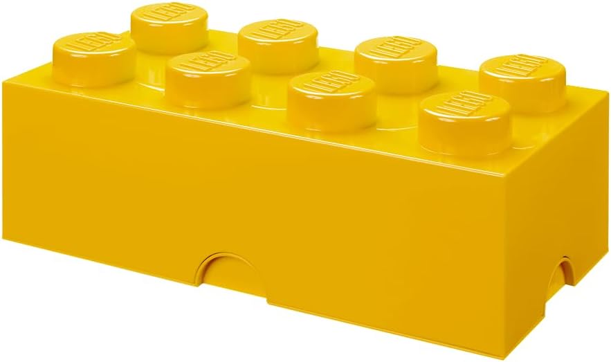 LEGO Storage Brick 8 - studs BLUE - Stackable Plastic Storage Box with Lid for Kids and Adults, Ideal Desk Organizer and Toy Box - 12.1L Capacity