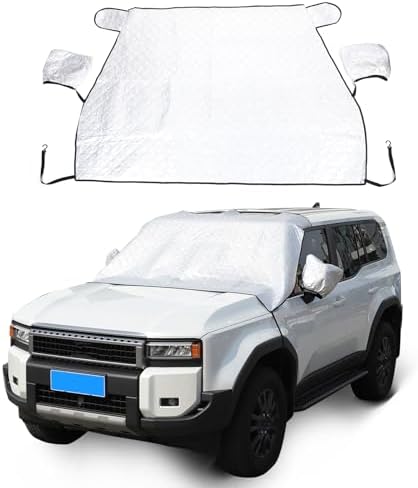 Car Windshield Snow Cover Compatible for 2024 2025 Toyota Land Cruiser Prado 250 J250 LC250, for Ice and Snow, UV & Frost Wiper Mirror Protector Windproof Sunshade Cover Accessories