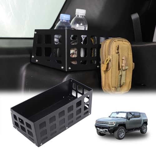 Aluminum Rear Trunk Cargo Organizer Compatible with 2024 2025 2026 Hummer EV Accessories Trunk Storage Management System Rack Modular Storage Box Basket (Left Side-Black)