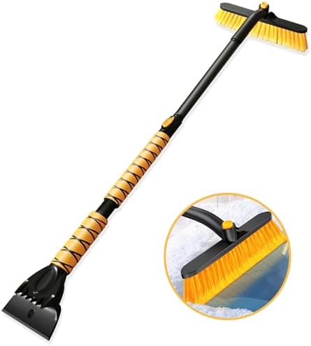 44 Inch Ice Scraper Snow Brush and Ice Scraper for Car Windshield,Extendable Snow Scraper and Brush with Comfortable Foam Grip for Truck Vehicle Automobile Snow Removal