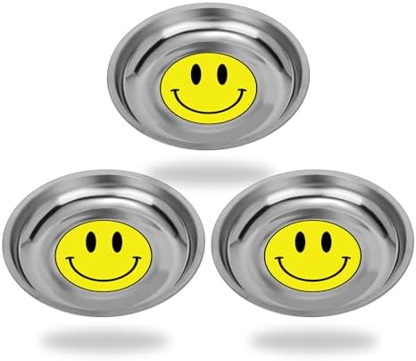 VASTOOLS Magnetic Parts Tray 3 Pack, 6" Round Magnetic Parts Bowl, Stainless Steel,for Screw Socket Pin Tools Nuts Bolts Ferruginous Metal Accessories