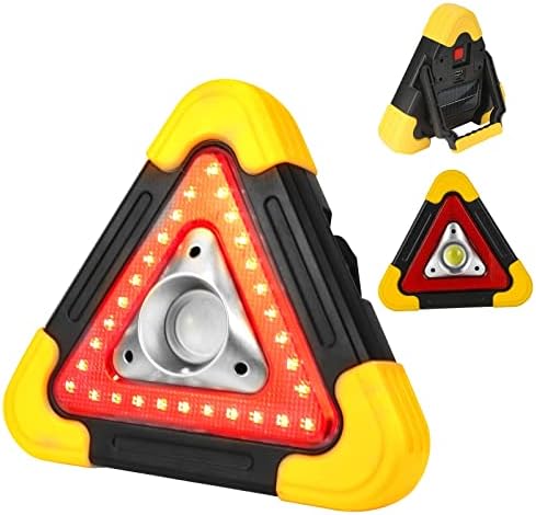 LED Emergency Reflective Triangle – Emergency Warning Triangle for Road Side Safety - Traffic Flares for Parking, Aircraft & Night Traffic Directing – Ambient Light Technology