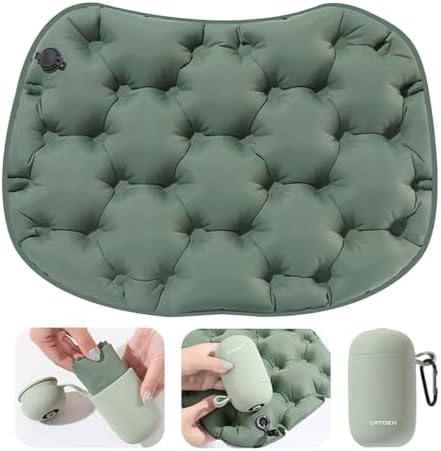 Inflatable Seat Cushion with Pump, Portable Air Seat Pad | Lightweight waterproof material, airplane stadium camping hiking office car, pressure relief comfort, travel chair pad