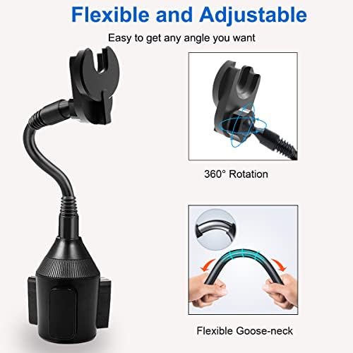 JCWINY Car Phone Holder for Pop Socket, Car Cup Holder Phone Holder Compatible with Popsocket Mount for Car, Flexible Gooseneck Car Mount for Pop Mount Fits iPhone Samgsung and Any Smartphones