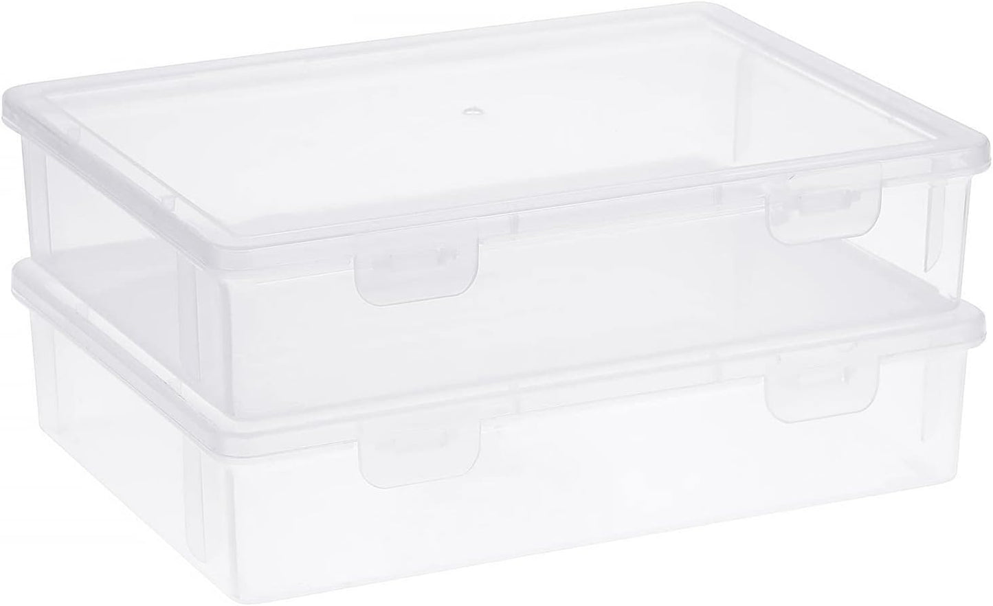 BTSKY Clear Plastic Storage Box with Flap Lid, Multipurpose Craft Organizers and Storage Box Art Supply Storage Organizer Plastic Sewing Box for Beads Pencils Notebooks, 2 Pack Small