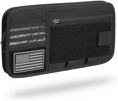 Heavy Duty Molle Car Sun Visor Organizer with Card Storage,Glasses Clip | Semi-Rigid Molle Panel for Cars SUVs Pickups Trucks Tactical Visor Organizer Storage Pouch Car Sun Storage Pocket