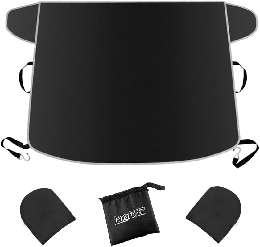 Windshield Snow Cover for Cars, Trucks, Vans - Waterproof, Windproof Winter Frost and Ice Removal Sunshade With Side Mirror Covers