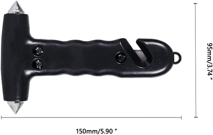 Double-sided Window Breaker with carbonized hammer tips, Window Breaker, black safety hammer with hidden shape blade