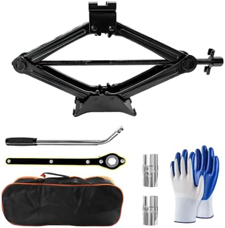 Car Jack Kit, 2 Ton (4409 lbs) Auto Emergency Set Portable Scissor Lift Jacks with Lug Wrench, Heavy Duty Tire Changing Tool Universal Scissor Jack for Car Truck SUV MPV