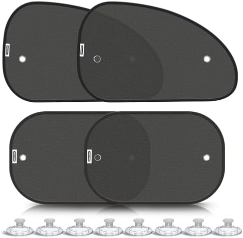 2026 New Upgrade Car Window Shades for Side Window(4 Pack),Car Window Shade for Baby with 8 Suction Cups,Sun Shade Side Window Can Blocks 99.98% UVR,Sun Shade for Window