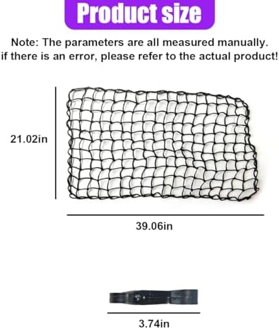 Car Cargo Net, 22" x 38" Elastic Mesh Stretch to 44" x 76", Cargo Bungee Net with 2" x 2" Tight Mesh and 12 Adjustable Hooks, Luggage Netting Accessories for Most Vehicles (Black)