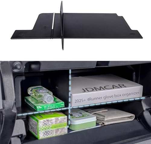 JDMCAR Glove Box Organizer Compatible with 2025 2026 Toyota 4Runner Accessories, ABS Black Materials Insert Storage Glove Box Compartment Divider Tray
