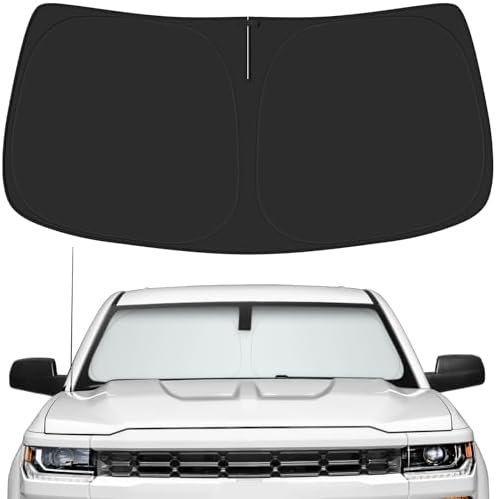 Car Windshield Sun Shade for Chevy 2014-2018 Silverado 1500 & for GMC 2014-2018 Sierra 1500 Accessories (OEM Design) Reflective Foldable Heat Insulation Sunshade for Ultimate Protection