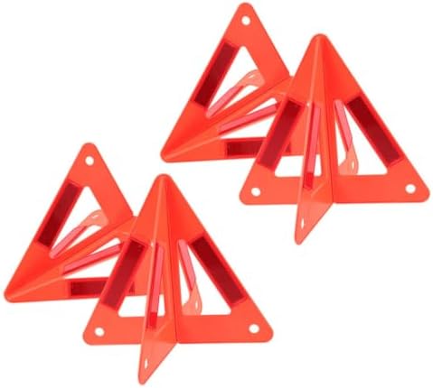 Uonlytech 4pcs Portable Red Warning Triangle for Roadside Emergency Use, Multi-Functional Plastic Safety Triangle Reflector, Vehicle Safety Kit for Increased Road Visibility and Accident