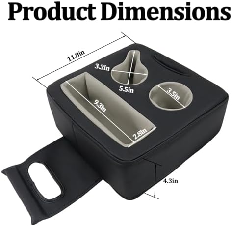 Car Back Seat Cup Holder, Leather Non-Slip Vehicle Rear Seat Drinks Tray Storage Organizer, Automotive Backseat Cup Holder Tray Expander, Universal for SUV Automobile Truck