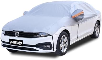 Half Car Cover for Snow Fit Medium/Small Sedans/Coupe Such as Honda Civic, Totota Corolla,Porsche 911 etc.