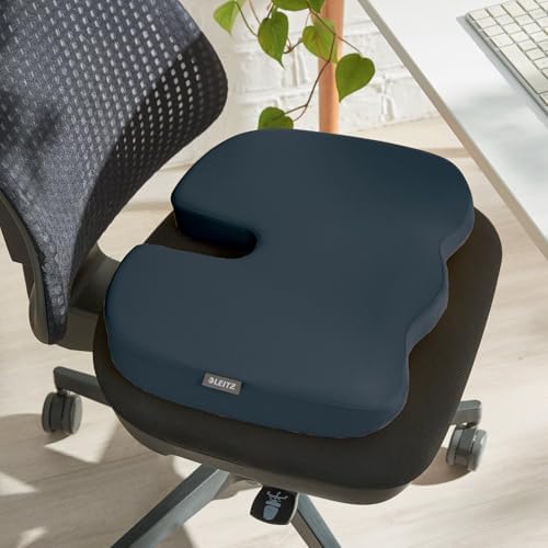 Leitz Ergo Orthopedic Seat Cushion for Office Home Car, Ergonomic, Washable Cover, Tailbone Pain Relief, Back Support, Proper Posture (52840089-NA)