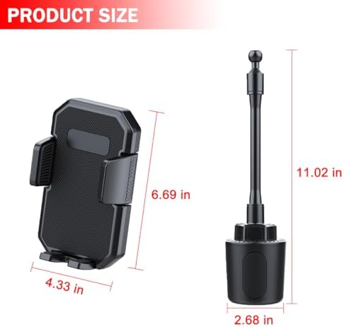 Osilly Car Cup Holder Phone Mount, 2 in 1 Adjustable 360° Rotation Vehicle Cellphone Cradle with Expandable Base, Shockproof Auto Smartphone Hanger, Universal for SUV, Truck, RV