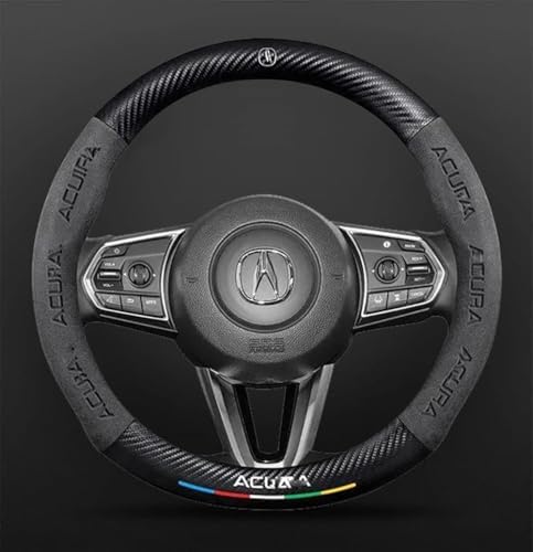 Car Steering Wheel Cover Compatible with-Acura All Models Nappa Leather&Carbon Style Car Steering Wheel Protector