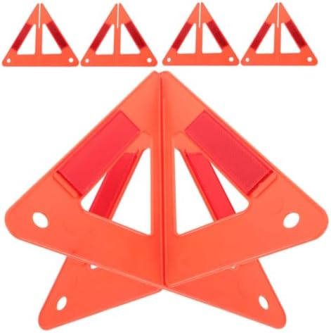 NUOBESTY 5pcs Triangle Warning Sign for Vehicle, Foldable Plastic Red