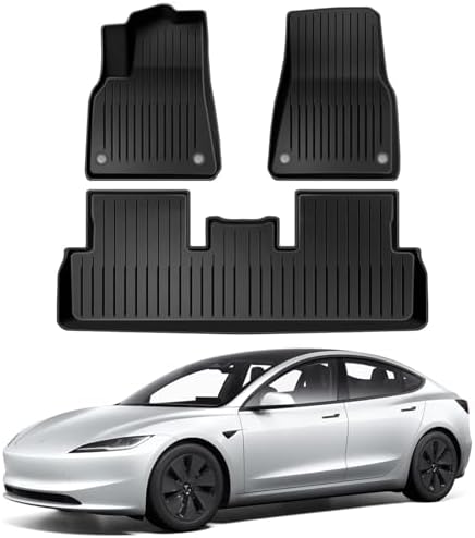 Pedigree Floor Mats Compatible with Tesla Model 3,Custom Fit Floor Liners for 2026 2025 2024 Tesla Model 3,1st & 2nd Row All Weather Protection