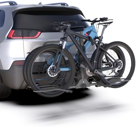 2-Bike Rack Hitch for Car, 160 Lbs Hitch Mount Platform Style Bicycle Carrier, Smart Tilting & Easy Fold for Car SUV Truck RV with 2”Receiver, Bike Rack Fits Up to 5-Inch Fat Tire E-Bikes