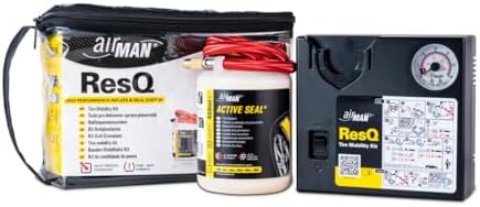 AIRMAN Flat Tire Repair Kit - ResQ 12V Compressor Tire Mobility Kit with Water Based Sealant