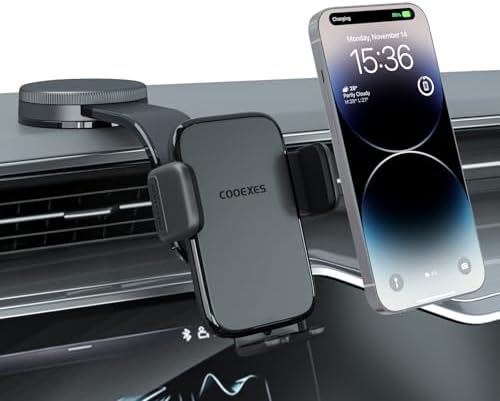 Car Phone Holder, 360°Rotation Vacuum Suction Cup Phone Mount - 108LBS Nano Gel for Car, Bendable Arm & One-Hand Release, Truck Phone Holder for iPhone 17 Pro Max Samsung Android