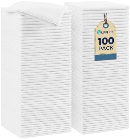 Microfiber Cleaning Cloth 100 Pack White, 11.5"x11.5" | Ultra-Soft Lint-Free Safe for Cars Glass & Screens Absorbent Reusable Washable Ideal for Detailing Shop Home & Garage