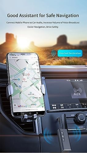 Bluetooth Receiver for Car, Aux Bluetooth Car Adapter, Bluetooth Receiver for Music Streaming with Bluetooth 5.1, Handsfree Calls, Dual Device Connection, for Car, Home Stereo, Headphones, Speakers