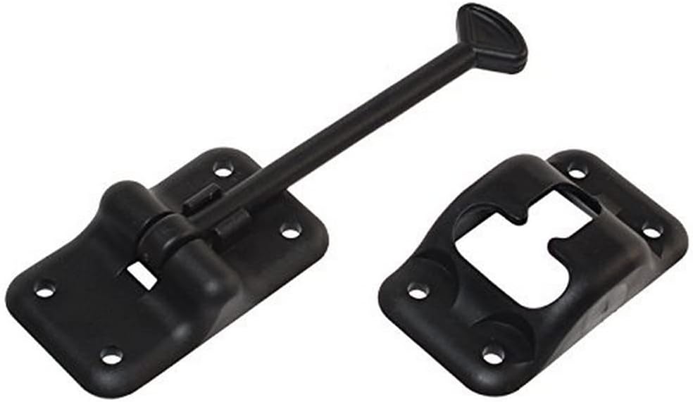 RV Designer E232 Entry Door Holder - T-Style RV Door Holder 3-1/2" Black - Durable Plastic for Camper/RV Doors - Easy Install with Plunger & Screws - Top RV Accessories