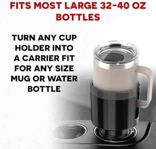 Stupid Technologies - XSpander – Universal Cup Holder Expander for Yeti, Hydro Flask & Big Bottles – Adjustable, Durable, Car Compatible – Black