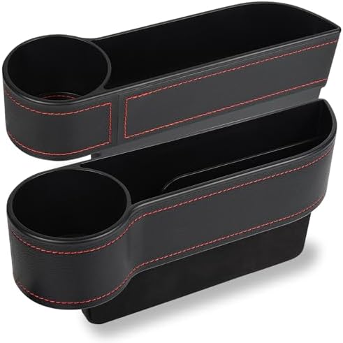 MORDEN MS 2 Pack Car Seat Gap Filler Organizer, Automotive Front Seat Storage with Cup Holder, Auto Console Side Extra Storage Boxes - Passenger & Driver Side