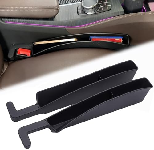 2 Packs Car Seat Gap Filler Organizer, Dual Slot Car Seat Gap Organizer, Gap Filler for Car, SUV, Trunk, Sedan Side Seat Gap Between Seat and Console, Car Seat Gap Plug with Storage Slot (Black)