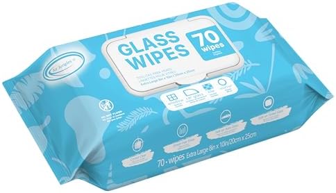 Air Jungles Glass &amp; Window Cleaner Wipes 70 Count, XL 8x10 Inch | Ammonia-Free, Streak-Free, Safe For Car Windshield, Headlight, Mirror, Tile &amp; Home Glass, Removes Fingerprints, Dust, Dirt