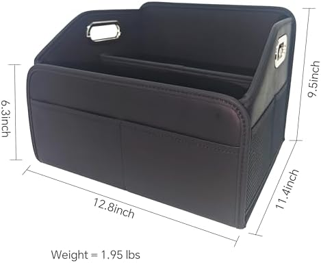 Car Trunk Organizers Small PU Leather，Car Basket for Organizers and Storage，Car Caddy Collapsible Multi Compartment Container Box